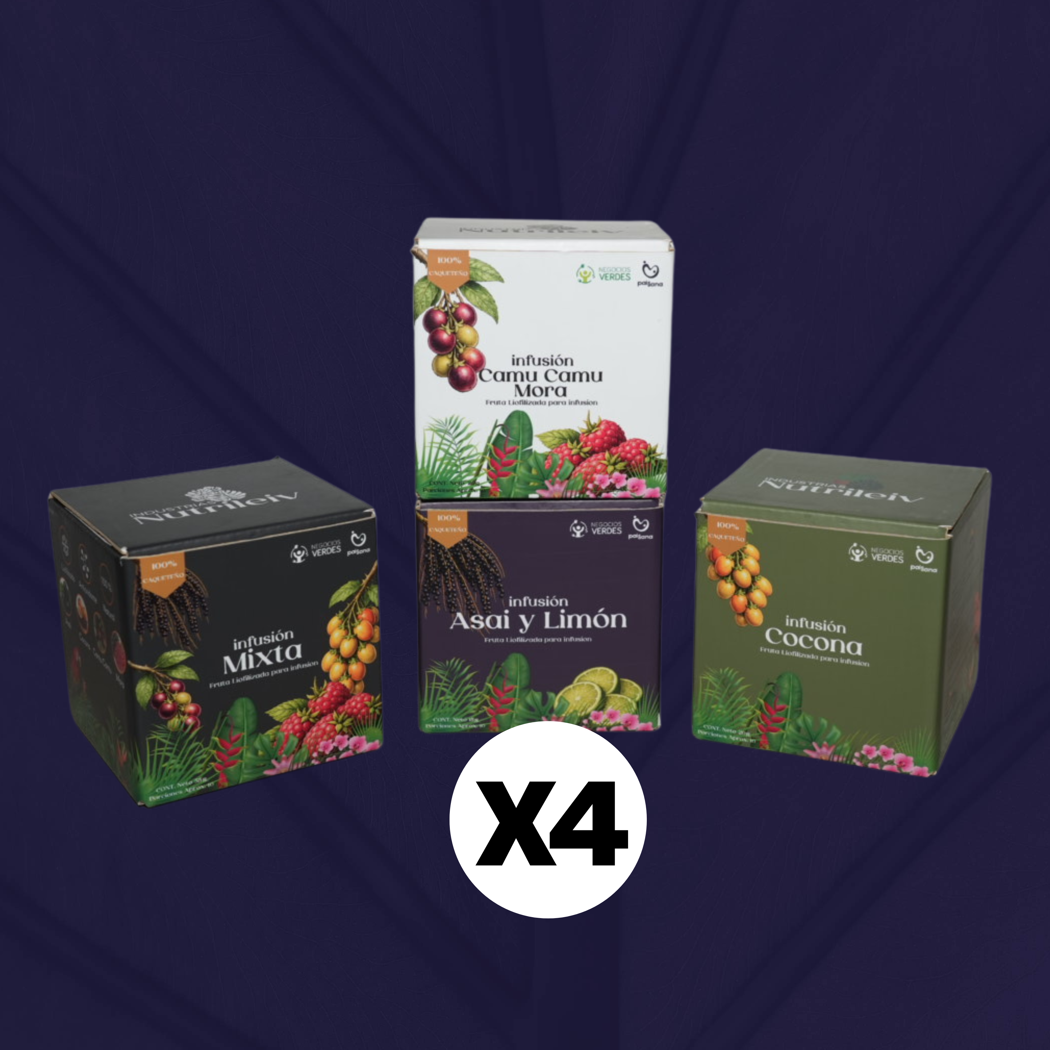 Infusiones de Frutas Liofilizadas NUTRILEV Pack x 4- Sabores Amazónicos